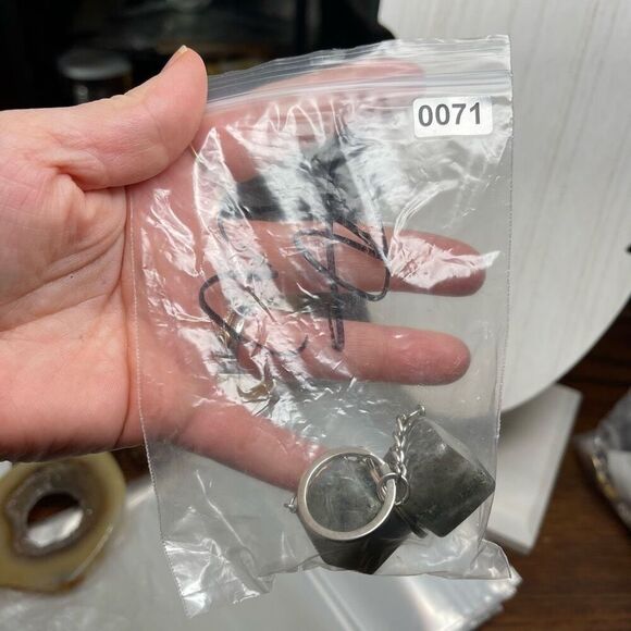 Labradorite cube keychain key ring flash 1” pendant chain NEW hand crafted - Picture 8 of 8